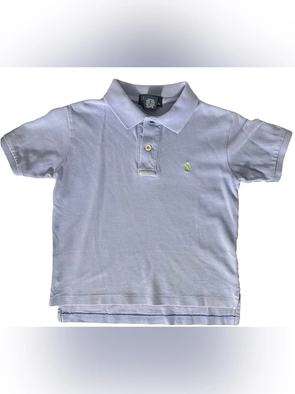 Ralph Lauren Kids Pale Blue Polo with Lime Logo